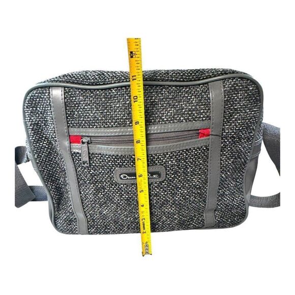 Oscar De La Renta Gray Tweed Shoulder Bag 48 Hour Weekender Travel Carry On - Picture 5 of 8